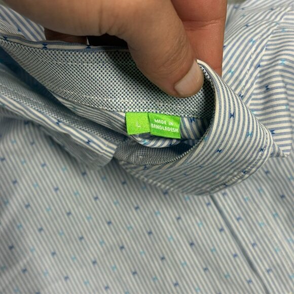 Hugo Boss Dress Shirt Long Sleeve Striped Regular Fit Cotton Blue 16 1/2 Large - Picture 7 of 11